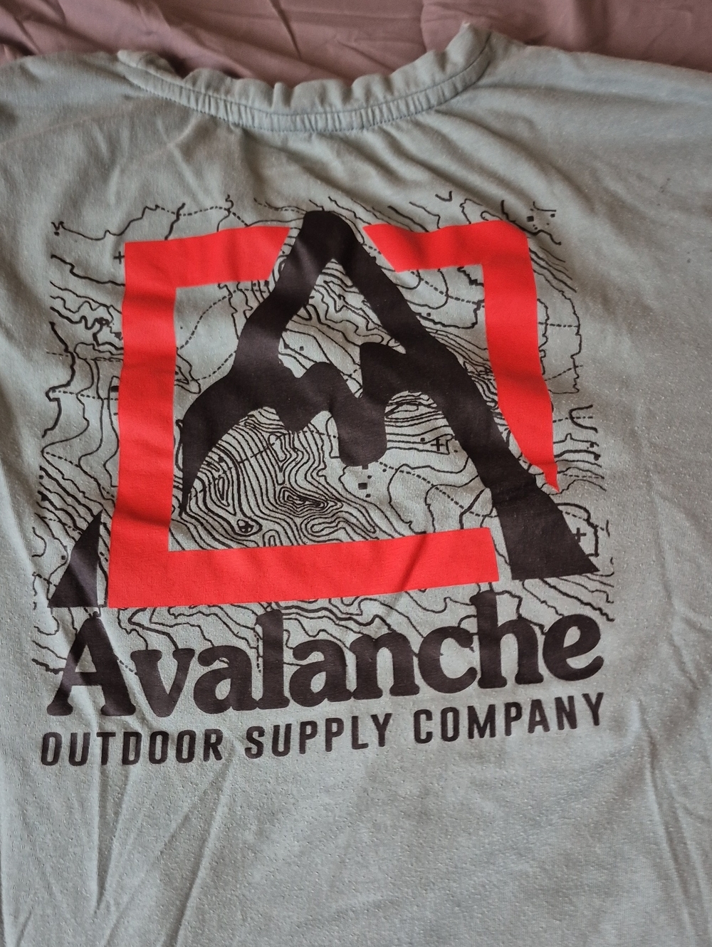 Avalanche Light Green Short Sleeve Tee with Red & Black Graphic